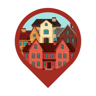 Şehrin arka plan tasarım yazlıklar ve evleri ile.