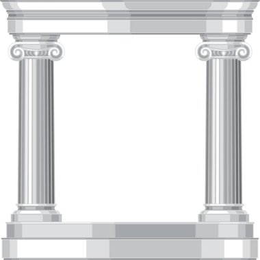 İyonik gerçekçi antik Yunan tapınağı sütunlarla.