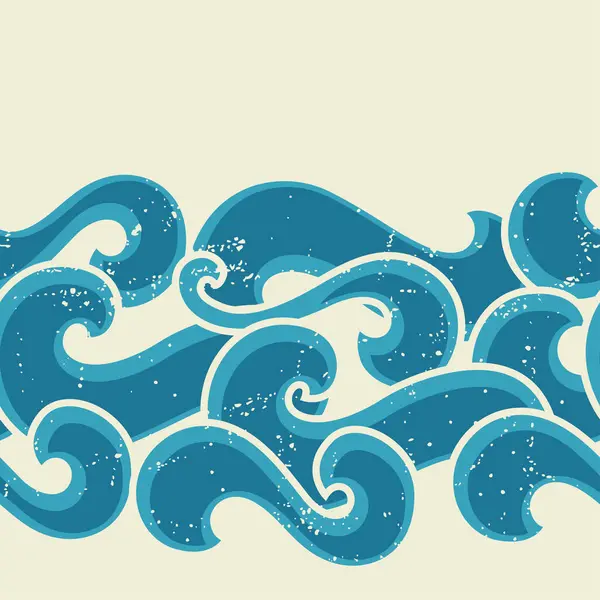 Grunge retro seamless modeli soyut kıvırcık dalgalar ile.