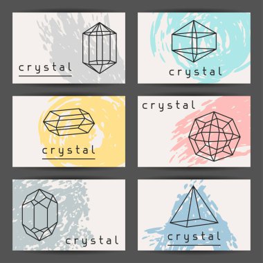 Kartvizit geometrik kristaller ve minerallerle kümesi.