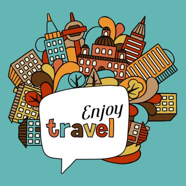 Şehrin arka plan tasarım elle çizilmiş evleriyle.