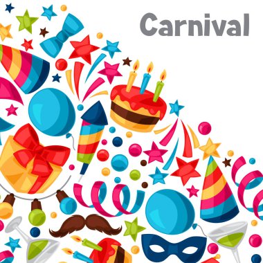 Karnaval göstermek ve tebrik kartı kutlama nesnelerle parti.