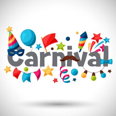 Karnaval göstermek ve tebrik kartı kutlama nesnelerle parti.
