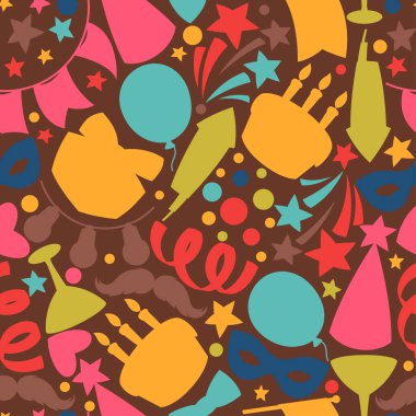 Karnaval göstermek ve kutlama nesneleri ile seamless modeli parti.