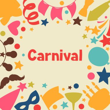 Karnaval göstermek ve tebrik kartı kutlama nesnelerle parti.