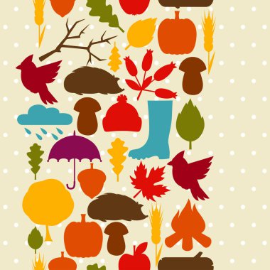 Sonbahar simgeler ve nesnelerle seamless modeli.