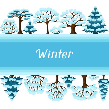 Soyut stilize ağaçları ile kış arka plan tasarım.