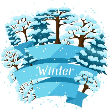 Soyut stilize ağaçları ile kış arka plan tasarım.