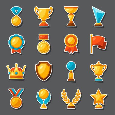 Spor veya iş Ödülü etiket Icons set.