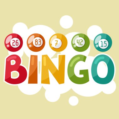 Bingo veya piyango retro oyun illüstrasyon topları ile.