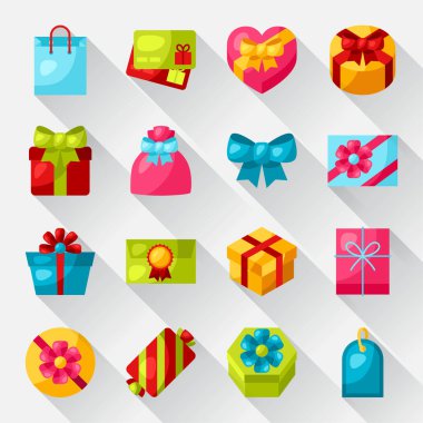 kutlama renkli hediye kutuları simge kümesi.