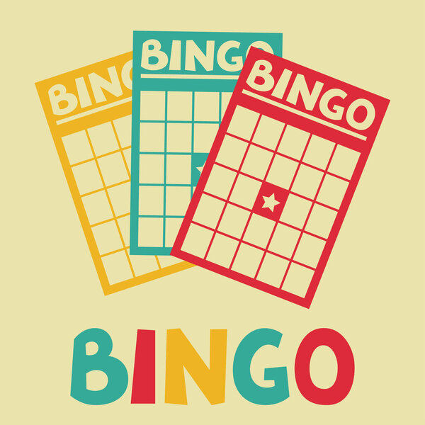 Bingo or lottery retro game illustration with cards.