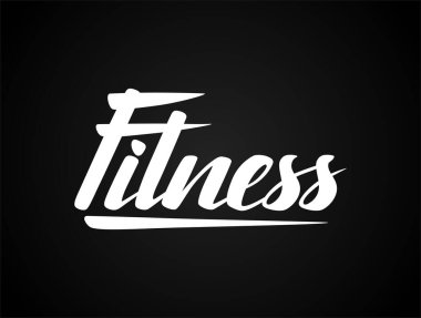 Fitness harfleri poster konsepti. El yazısıyla yazılmış afişler, tişörtler, spor kulübü amblemi..