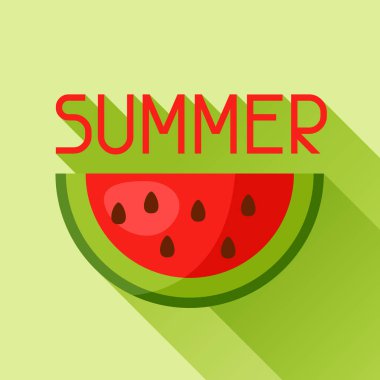 Karpuz dilimi düz tarzda kesilir. Reklam kitapçıkları, afişler, flayers, makale, sosyal medya için Görüntü.