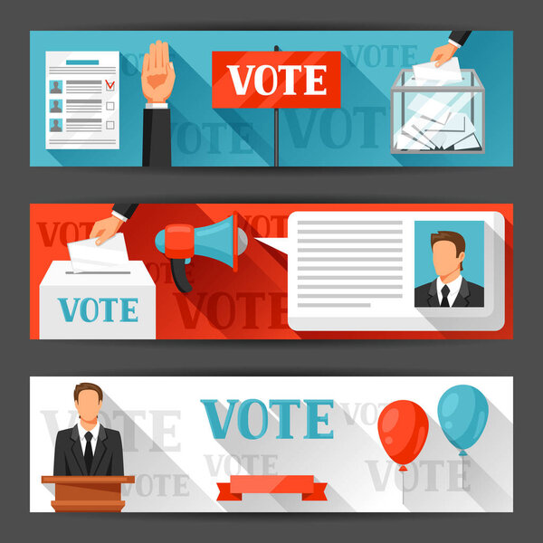 Vote political elections banners. Backgrounds for campaign leaflets, web sites and flayers.