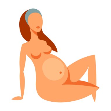 Hamile kadının stilize edilmiş silueti. Web siteleri, dergiler ve broşürler için resim.