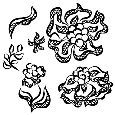 Dantel çiçek kümesi. Vintage moda Tekstil.