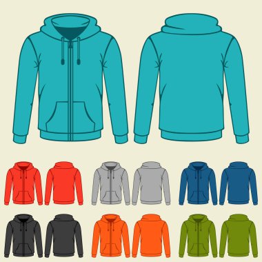 Renkli hoodies şablonları kümesi erkekler için.