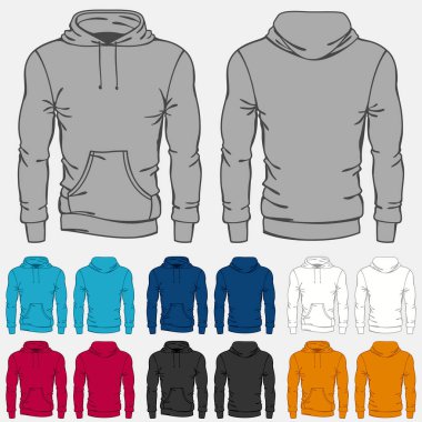 Renkli hoodies şablonları kümesi erkekler için.
