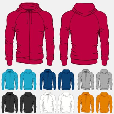 Renkli hoodies şablonları kümesi erkekler için.
