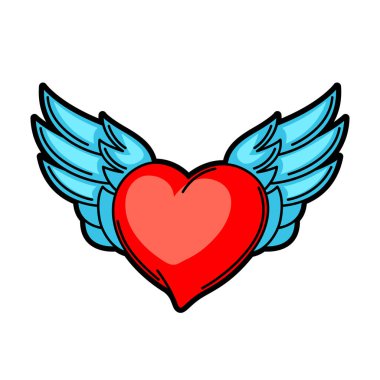 Kalp retro dövme sembolü. Çizgi film eski okul illüstrasyon.