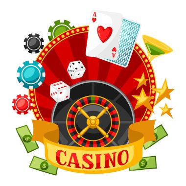 Arka plan veya el ilanı oyun nesneleri ile kumar casino.