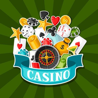 Arka plan tasarım oyun etiketi nesne ile kumar casino.