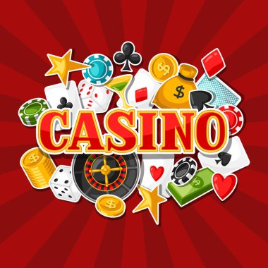 Arka plan tasarım oyun etiketi nesne ile kumar casino.