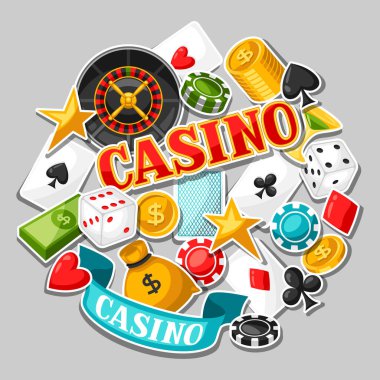Arka plan tasarım oyun etiketi nesne ile kumar casino.