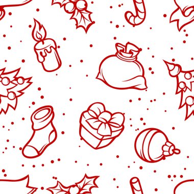 Neşeli Noel tatil sembolleri ile seamless modeli.