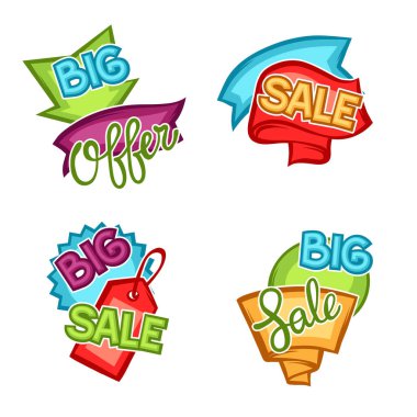 Satış afiş, Etiketler ve karikatür tarzı etiketleri kümesi.