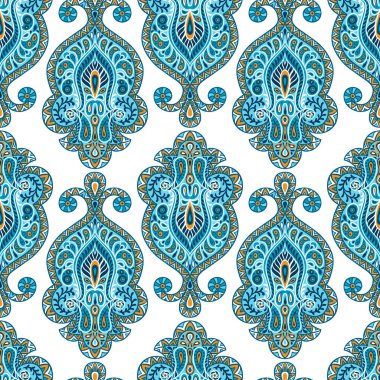 Hint etnik seamless modeli ile çizilmiş süsleme el.