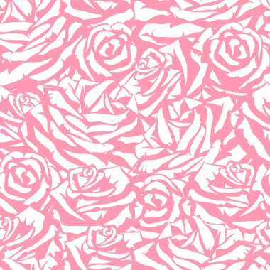 Pembe Gül ile Seamless modeli. Moda doğal arka plan.