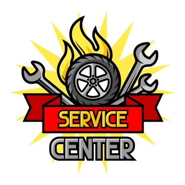 Araba tamir konseptiyle hizmet nesneleri ve öğeleri.