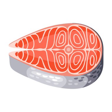 Somon steak. Beyaz arka plan üzerinde deniz ürünleri izole gösteren resim.