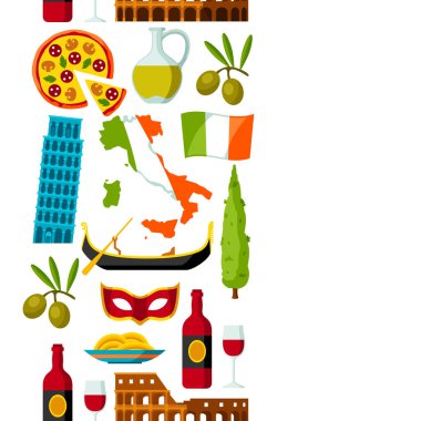 İtalya seamless modeli. İtalyan semboller ve nesneleri.