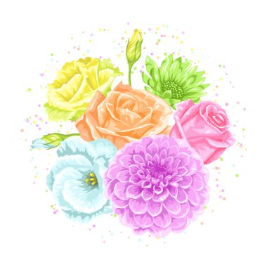 Dekoratif buket narin çiçekler ile. Nesne dekorasyon düğün davetiyeleri, romantik kartlar için.