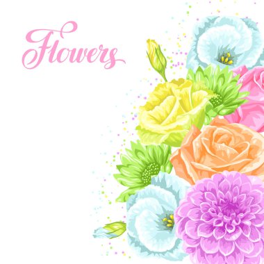 Dekoratif narin çiçekli davetiye kartı. Düğün davetiyeleri, romantik kartlar, posterler için resim.