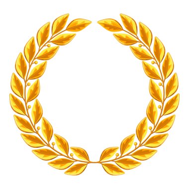 Gerçekçi altın defne çelengi. Dekorasyon ve tasarım için resim.