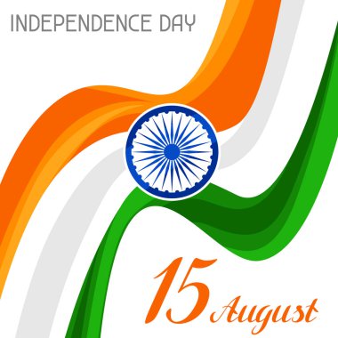 Hindistan Bağımsızlık Günü tebrik kartı. Kutlama 15 inci Ağustos.