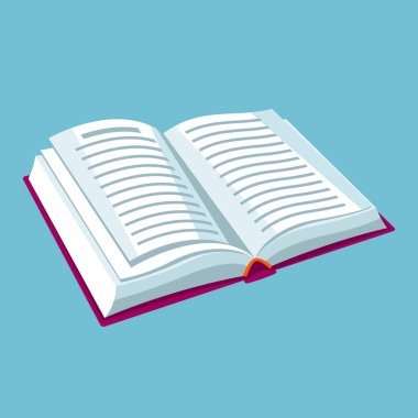 Açık kitap metin ile. Eğitim ve okul için resimler.