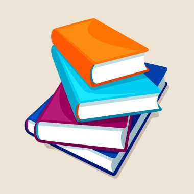 Dört kitap yığını. Eğitim ve okul için resimler.