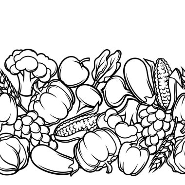 Hasat seamless modeli. Sonbahar illüstrasyon mevsim meyveleri ve sebzeleri.