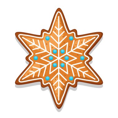 Zencefilli kurabiye kar tanesi. Resimde neşeli Noel tatlılar.