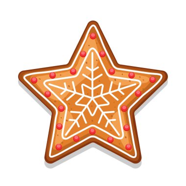 Zencefilli kurabiye yıldız. Resimde neşeli Noel tatlılar.