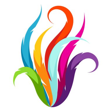 Ot ya da tüyleri renkli swirls ile soyut nesnesi. Dekoratif öğe.