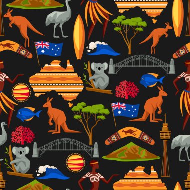 Australia seamless pattern. Australian traditional symbols and objects. clipart