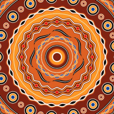 Etnik daire arka plan tasarımı. Avustralya geleneksel geometrik süsleme.