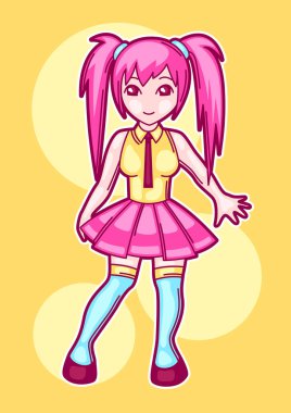 Japon anime cosplay kız. Şirin moda karakter fantezi kostüm.