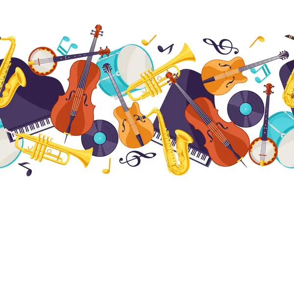 Caz müzik müzik aletleri ile seamless modeli.